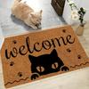 VIKAMA Cat Welcome Mat, Funny Hi Bye Print Doormat, Non-Slip Floor Rug for Indoor Outdoor Front Door Kitchen Bedroom Decor