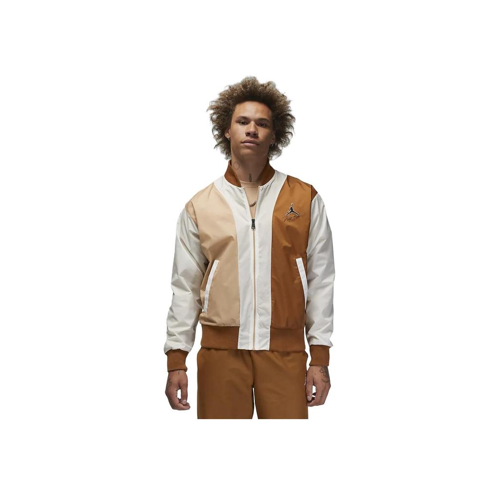 Jordan Flight MVP Colorblock Logo Print Casual Jacket Men Jacket Light-British-Tan FB7033-281