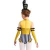 Girls Circus Costume Set Sequins Mock Neck Sleeveless Jumpsuit Press Buttons Metallic Oversleeve Top Hat