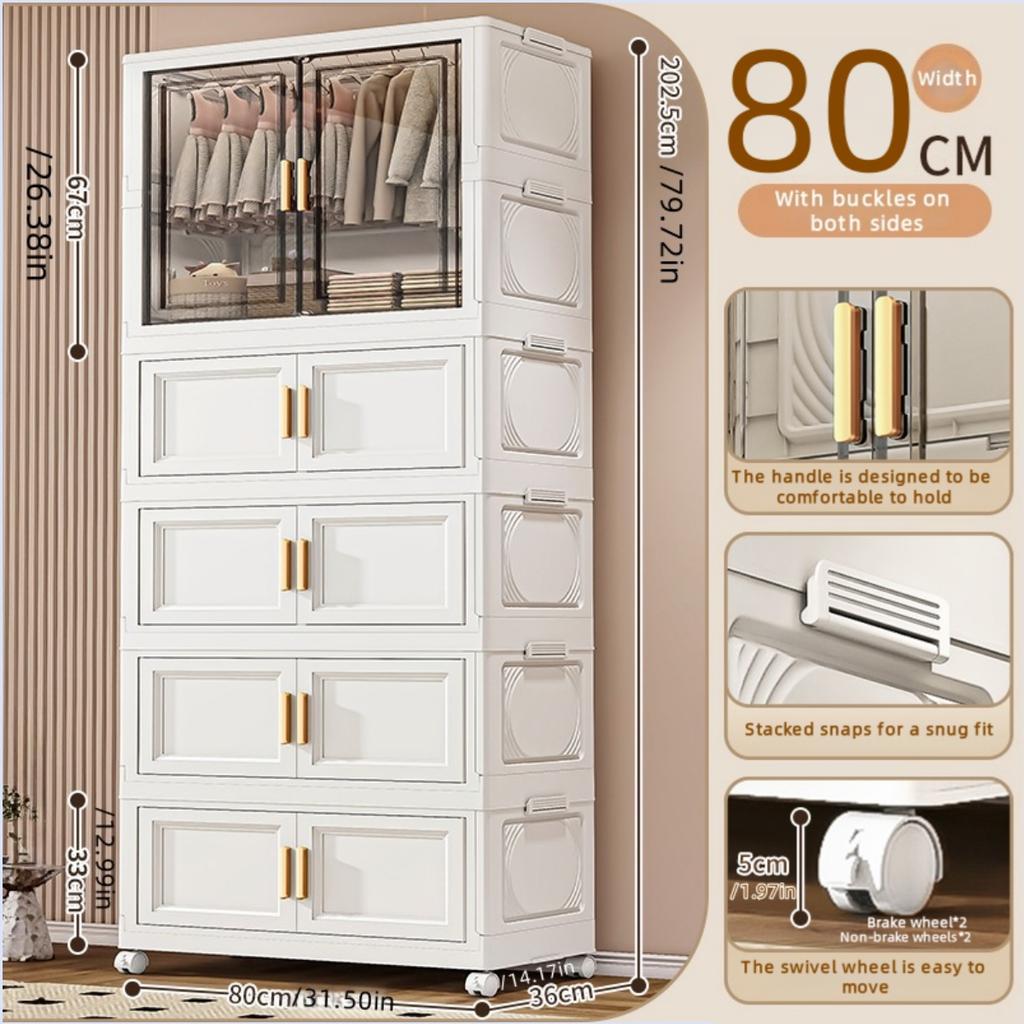 Foldable plastic storage box simple wardrobe for home bedroom closet toy storage cabinet no installation required