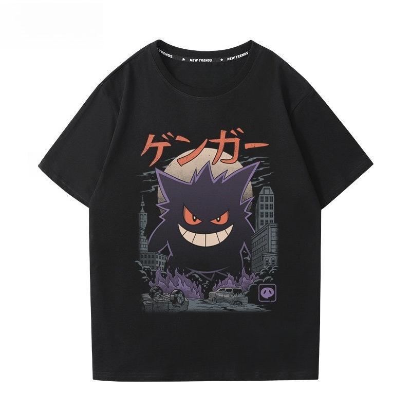 

Pokémon Gengar Printing Tee Pure Cotton Tshirt Mens 2026 Summer Fashion Oversize Street Casual Y2K Tops Streetwear Clothing 4XL