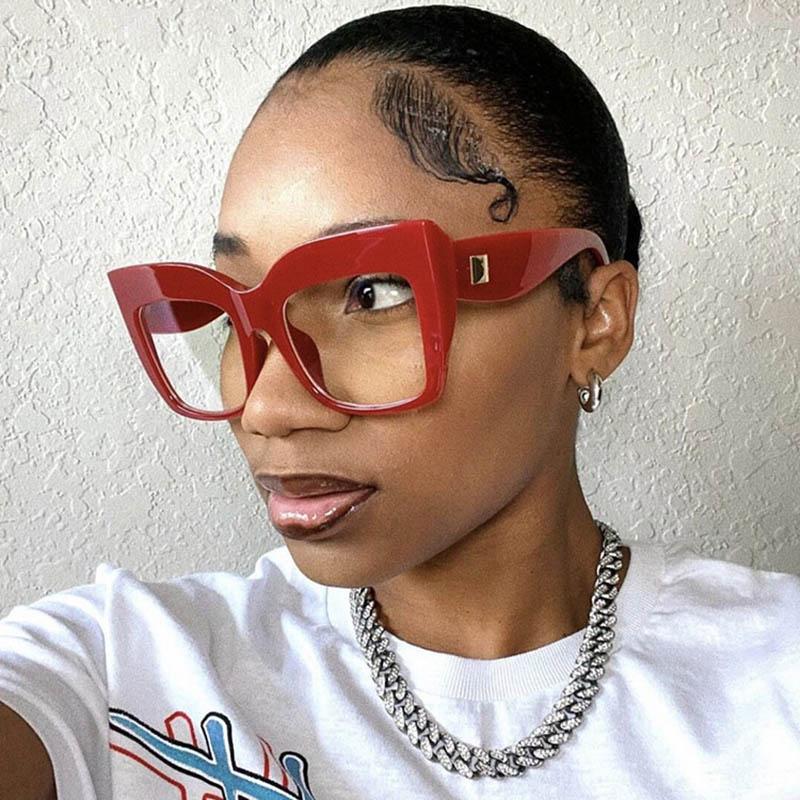 Oversize Square Cat Eyes Frame Clear Lens Glasses Myopia Nerd Spectacles -0.5 to -6.0 Big Simple Design