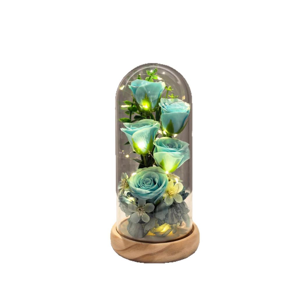 LED Flower Dome: Preserved Rose & Soap Flower Ornament for Valentine's Day, Birthday, Qixi Festival.