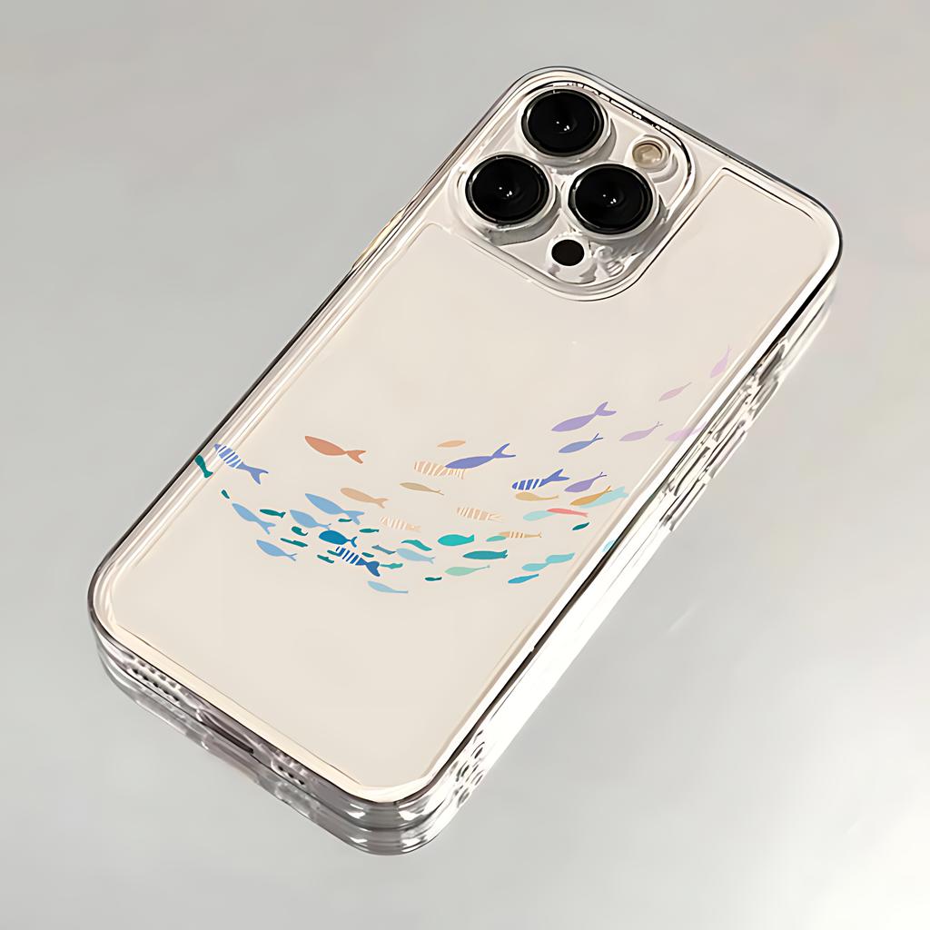 Colorful fish Phone Case For iPhone 17 16e 16 15 14 13 12 11 Mini Air Pro Max X XR XSMax 7 8 Plus Transparent Soft Back Cover