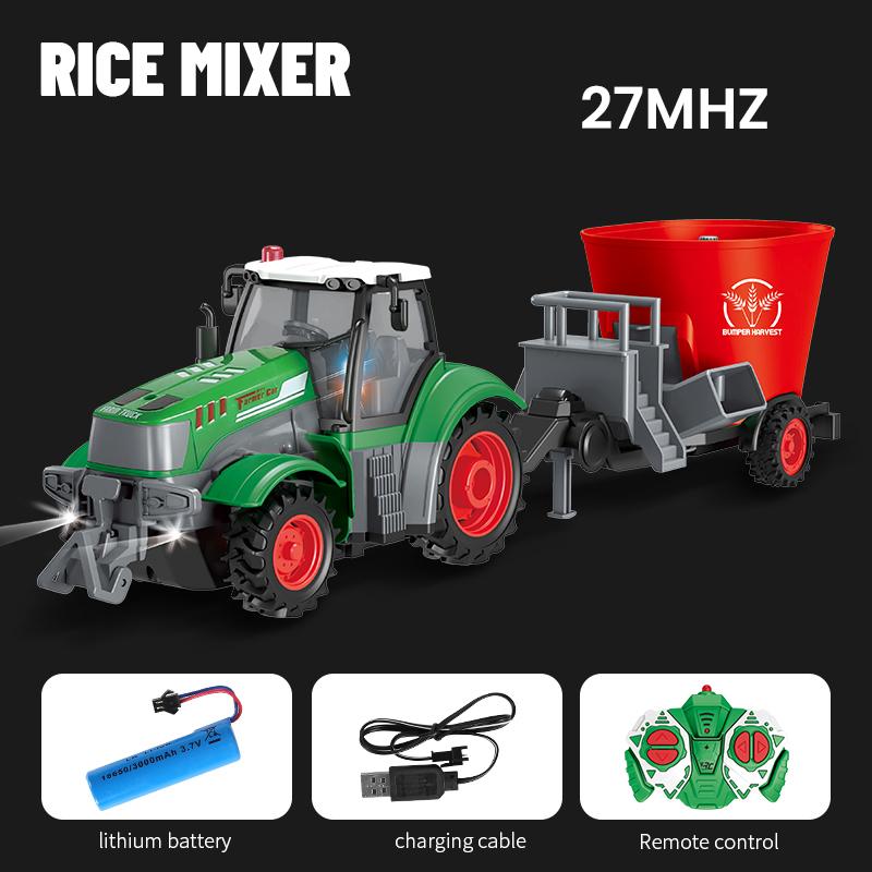 Non-Toxic Rc Farm Tractor 1/24 Remote Control Loader Trailer Farmer Truck Electric Transportation Car Model Toy Kid Children Birthday Gift