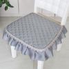 Chair Cushion with Lace Ruffle Quilted Non Slip Square Seat Pad Chair Protector with Elastic Strap for Dining Chairs Seat Office Chairs Back