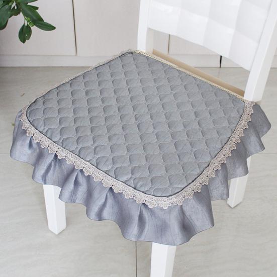 Chair Cushion with Lace Ruffle Quilted Non Slip Square Seat Pad Chair Protector with Elastic Strap for Dining Chairs Seat Office Chairs Back
