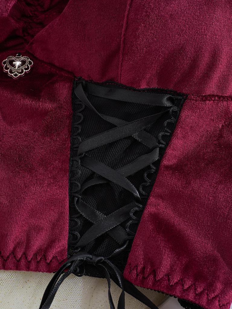 Damen Dunkel Samt Schnür-Camisole - Bügellose Erotische Dessous