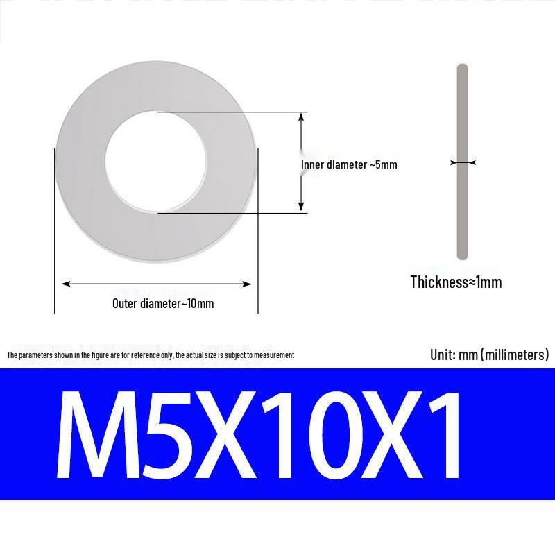304 Stainless Steel Ultra-Thin Flat Washer, Thickness: 0.1/0.2/0.3/0.4/0.5 Mm, Sizes M1-M8