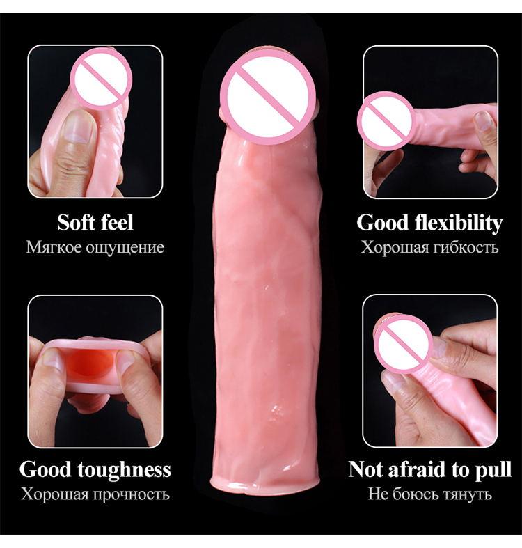 Realistische Penisverlängerung, 7,5 cm, Penishülle, wiederverwendbare Silikon-Kondome zur Penisverzögerungsvergrößerung