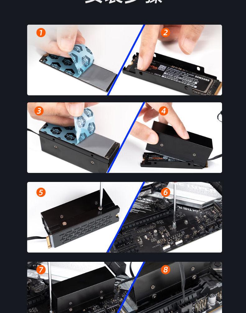 M.2 SSD Heatsink | Dual Copper Pipes | Temp Display | All-Aluminum | High-Efficiency Fan