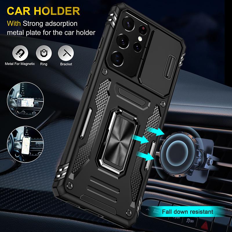 New Model Is Suitable for Samsung S25 Ultra Multi Function Ring Holder Mobile Phone Case S22 Guest Armor Anti Fall Case