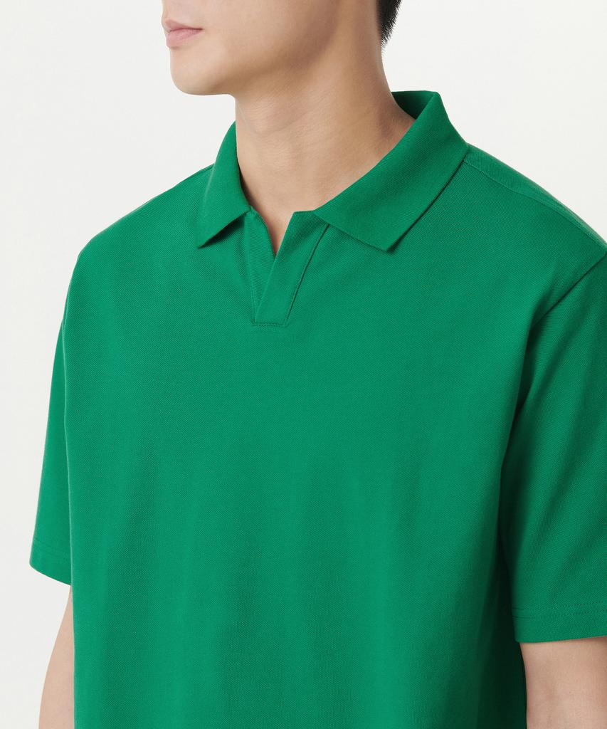 MUSINSA STANDARD Slit Neck Pique Polo Shirt [Irish Green]
