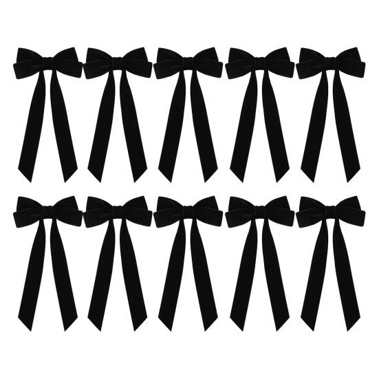 10 Pcs Velvet Christmas Bows 5" X 10" Vintage Ribbon Bow Christmas Tree Ornaments Rustic Crafts Gift Bows for Tree Wreath Garland Holiday Decor