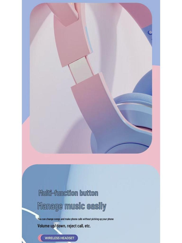 Gradient Luminous Cat Ear Bluetooth Gaming Headset