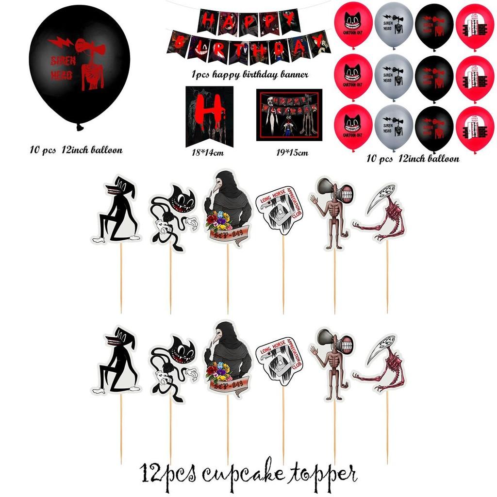 Vivid Siren Head Cartoon Cat Horror Theme Birthday Party Balloon Decorations