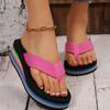 Fashion Women's Rainbow Color Platform Flip Flops Summer Thick Sole Lightweight Slip-On Wedges Sandals Girls Beach Thongs Slippers