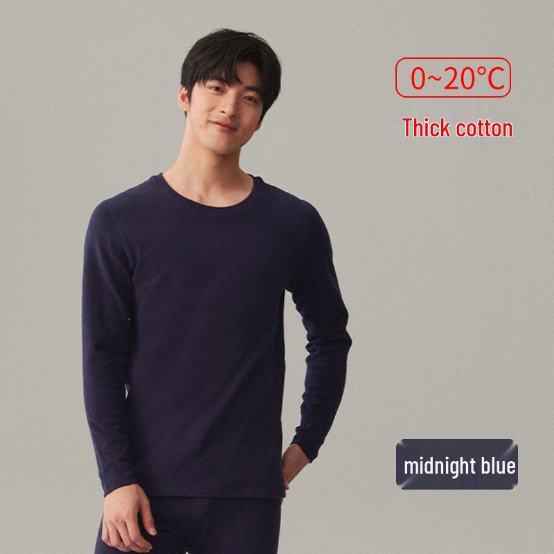 

Men s Slim Fit Thermal Base Layer: Thickened Velvet Brushed Cotton Wool Antibacterial Round Neck Top XXXL