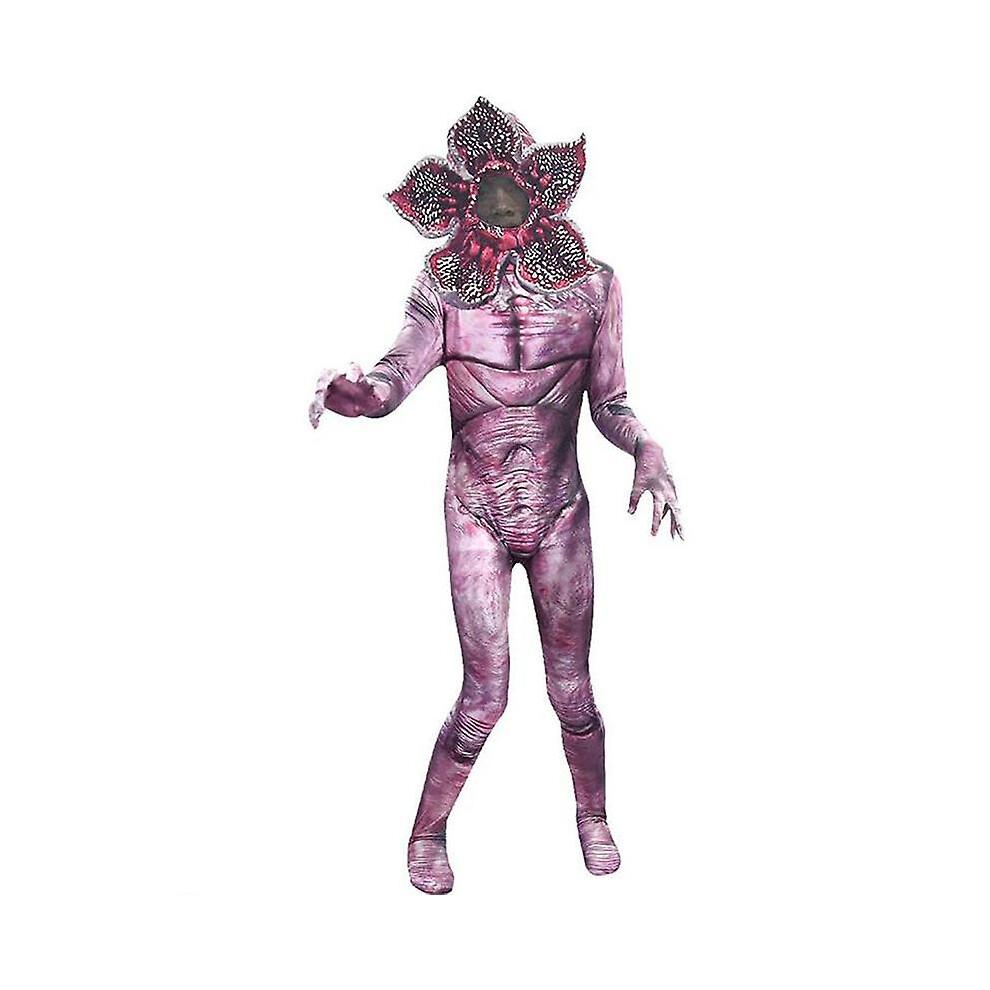 (9-10 Years) Stranger Things Demogorgon Cosplay Costume Jumpsuit Headgear Kids Halloween Party Bodysuit Fancy Dress Up