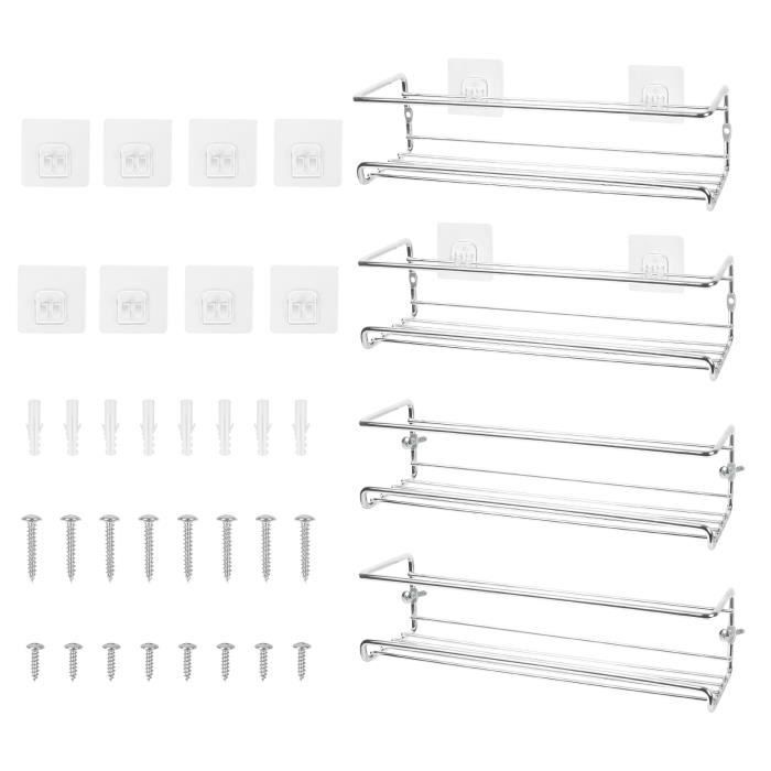 Lot de 4 Rangement Epices Cuisine Porte Epices (Blanc)