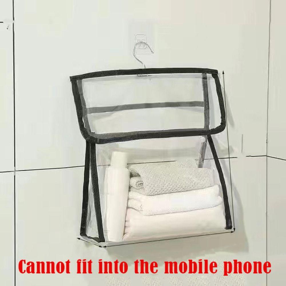 

Large Towel Clothes Storage Bag PVC Toiletries Organizer Wall Hanging Bag for Bathroom S чёрный