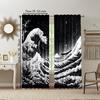 2 Pcs   Versatile Polyester Transparent Curtains for Home Decoration Japanese Wave & Dragon Design for Use In Bedrooms and Living