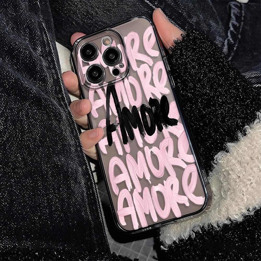 Phone Case For Samsung S24 S23 S22 S21 S20 Note10 Note 20 A50 A7 2018 Ultra Clear Protective Two-Color Amore Doodle Cover