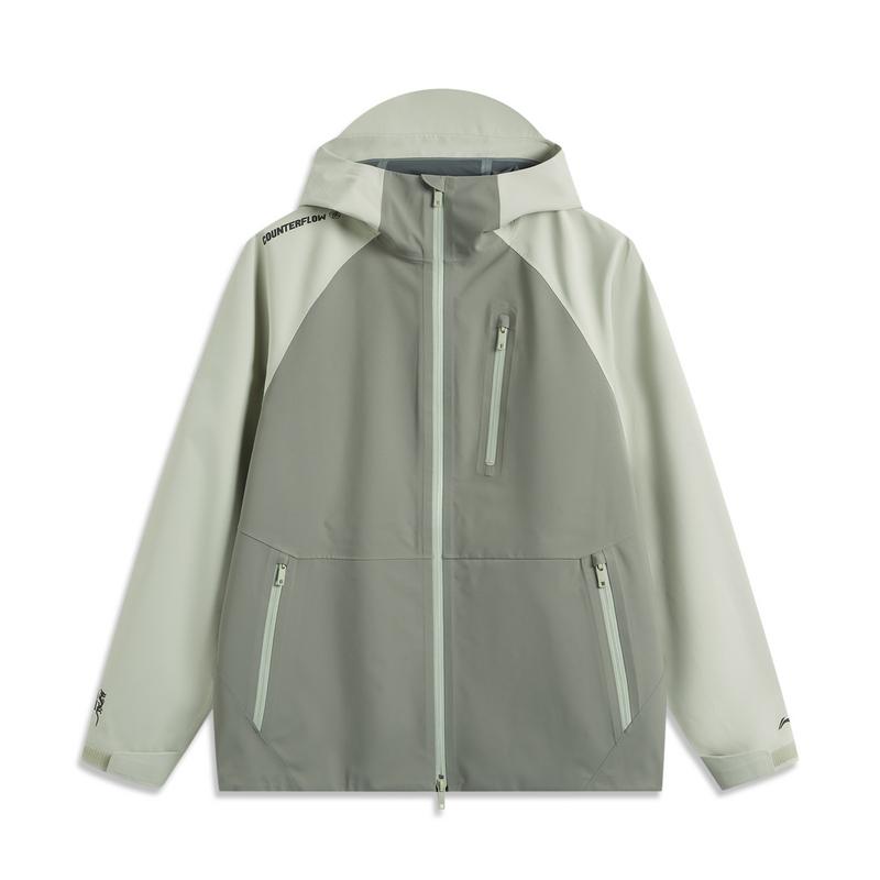 Li Ning CF Su Wan Long Jia Protection Series Waterproof Windproof Outdoor Hiking Hard Shell Jacket Unisex Jacket Screw-Smoke-Green AEMU049-5