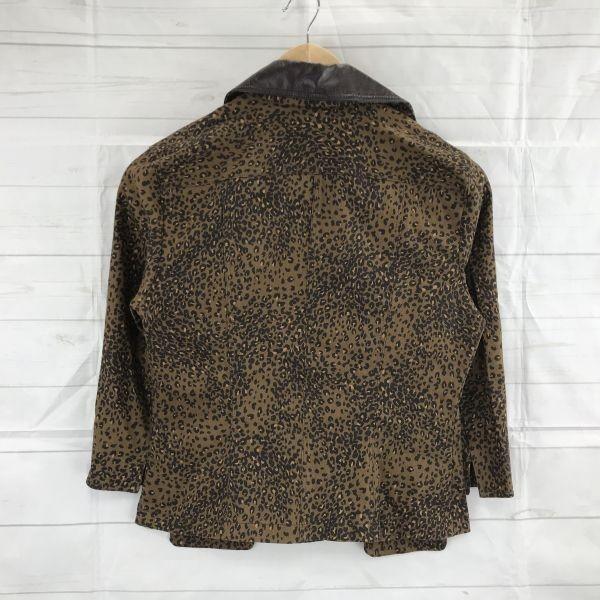 USED/Made in Japan miss ashida Leopard Cotton Tailored Jacket S Women Brown Faux Leather Collar