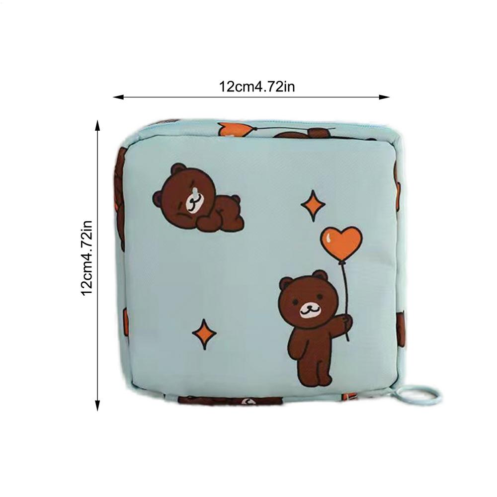 Cartoon Cute Sanitary Napkin Storage Bag Portable Large Capacity Menstrual Packet Cartoon Cute Waterproof Period Bag with Zipper