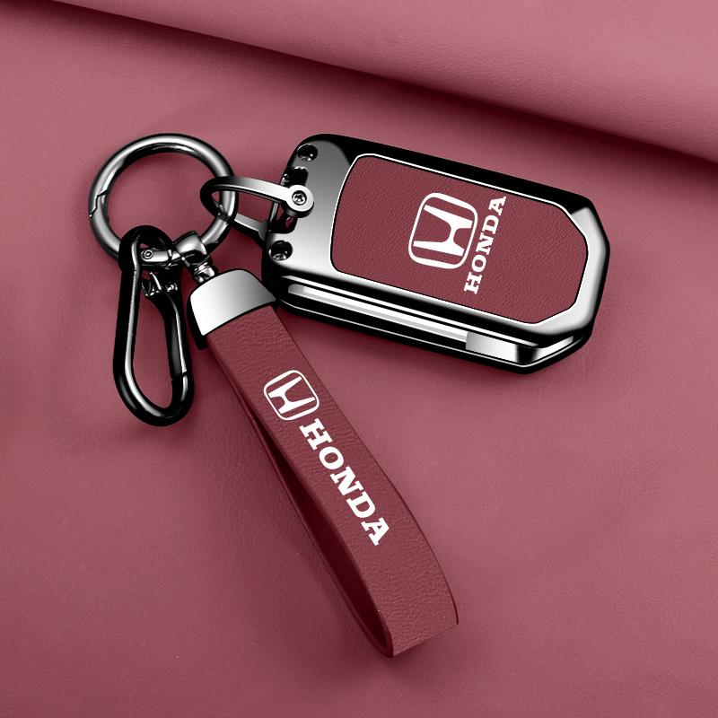 Leather Zinc Alloy Car Key Case Cover Shell Protection Fob For Honda Fit CRV Civic Insight Ridgeline HRV Jazz Accord Accessories
