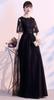 DEEPEYES Long Party Dress with Lace Plus for and Receptions Trim, Size, Weddings, Receptions, Concerts, (Size L, Black)