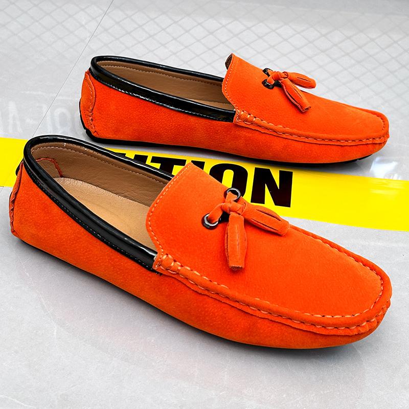 Big Size 38-48 Yellow Leather Men's Casual Shoes Soft Comfort Suede Loafers Man Fashion Slip-on Men Flat Shoes Mocasines Hombre