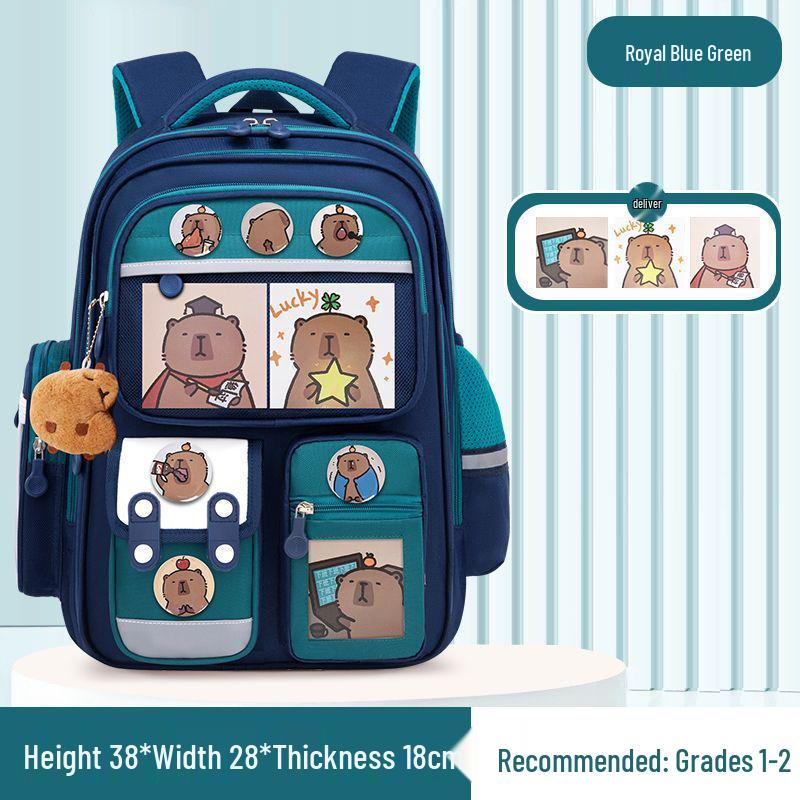 Kids' Lightweight Backpack with Spine Protection for Grades 1-6, Large Capacity, Ideal for Boys and Girls