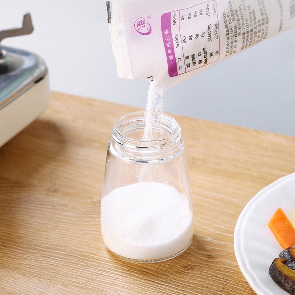 4Pcs Transparent Quantitative Salt Glass Bottle Press Type Precise Spice Dispenser  Barbecue