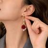 Retro-style Red Rose Earrings Fashionable Rose Teardrop Earrings New Rose Rhinestone Earrings