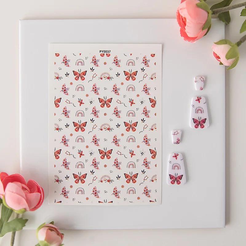 Flower Plant Butterfly Painted Pattern Polymer Clay Watercolor Transfer Paper Earring Jewelry Pottery DIY Water-soluble Stickers