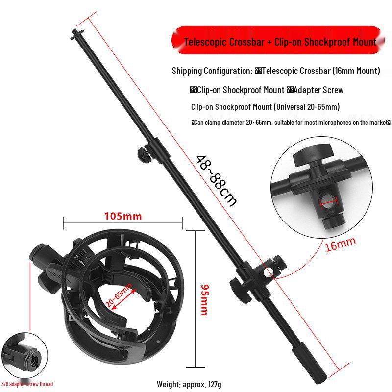 Telescopic Desktop Floor Stand with Adjustable Microphone & Phone Clip for Live Streaming