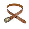 Western Denim Belt Cow Head Big Board Buckle Retro Green Men'S Punk Pu Leather Belt