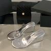 Summer Women Flip Flop Fashion PVC Transparent Women Slippers Designer Clip Toe Wedge Heel Slippers Casual Beach Slippers Slides