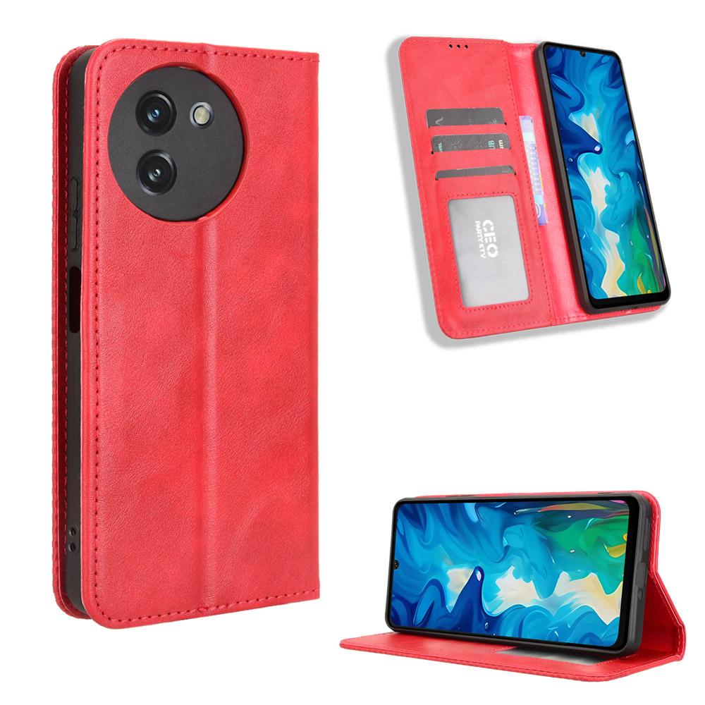For Doogee Note 59 Pro/Doogee Note 59 Leather Case Wallet Stand Retro Texture Phone Cover
