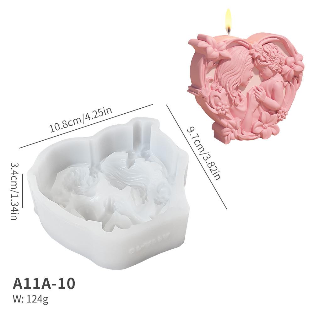 Muttertag DIY Liebe Mutter und Tochter Kerze Silikonform Spitze Jungfrau Relief Aromatherapieform Zur Heimdekoration verwendet