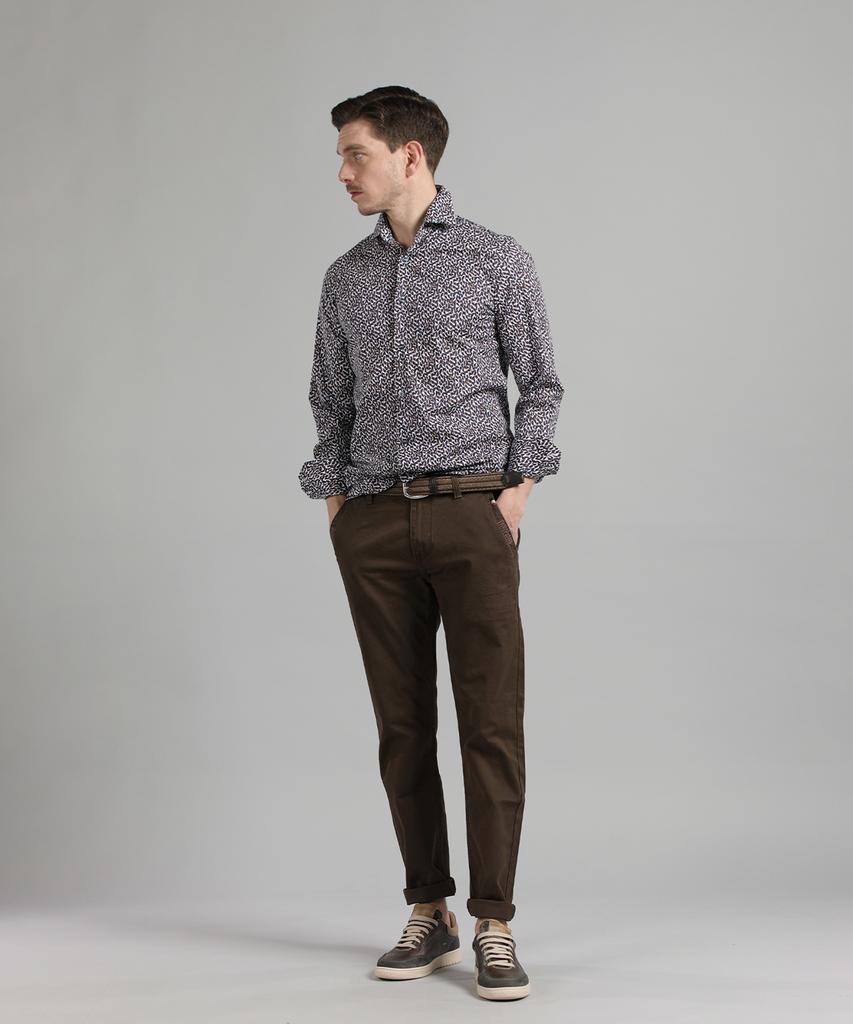 PANICALE Brown Embroidered Point Cotton Pants (Type B)