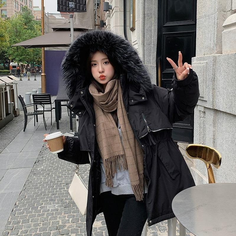 

Winter Plus Velvet Jacket Women s Outer Wear Thick Loose Cotton Clothes, Small Short Hooded Jacket XXL чёрный