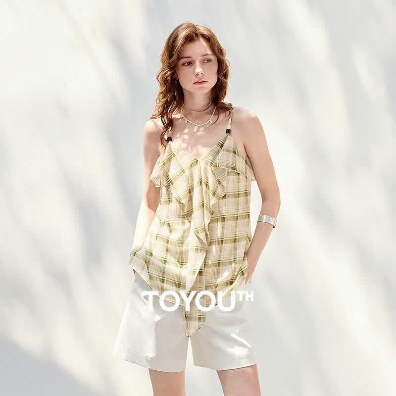 Chuyu Women s Ruffle Hem Chiffon Camisole XL