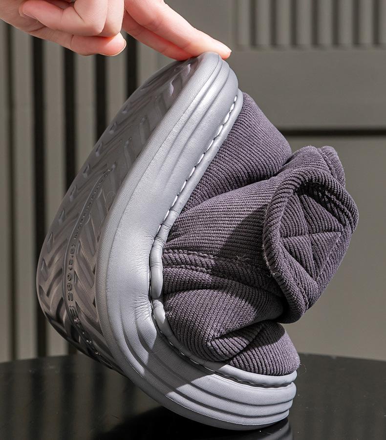 Men's Plush Non-Slip High-Top Cotton Winter Shoes - Heel-Covered, Thick, Cold-Proof Slippers for Outdoor Wear