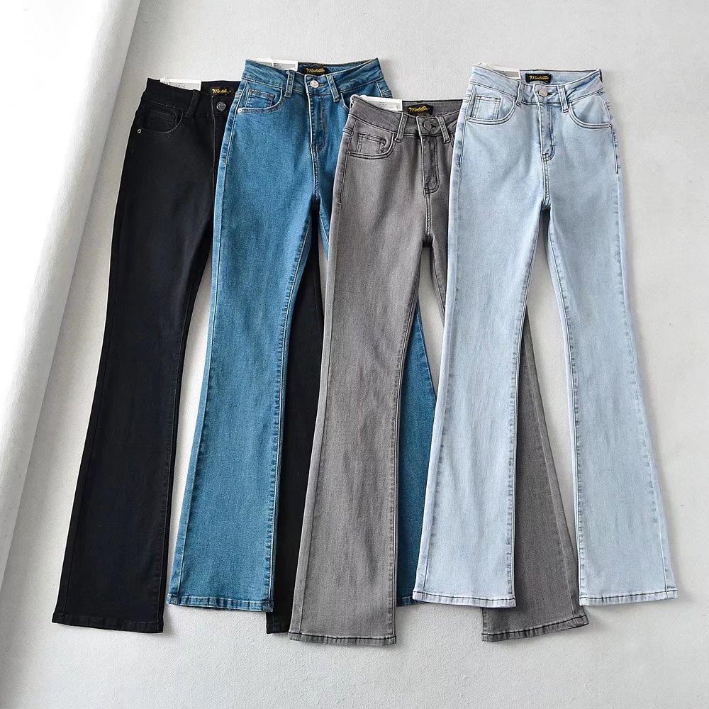 YPFF Trendy European & American Style Women's High Waist Slimming Flare Jeans with Heart Pocket.