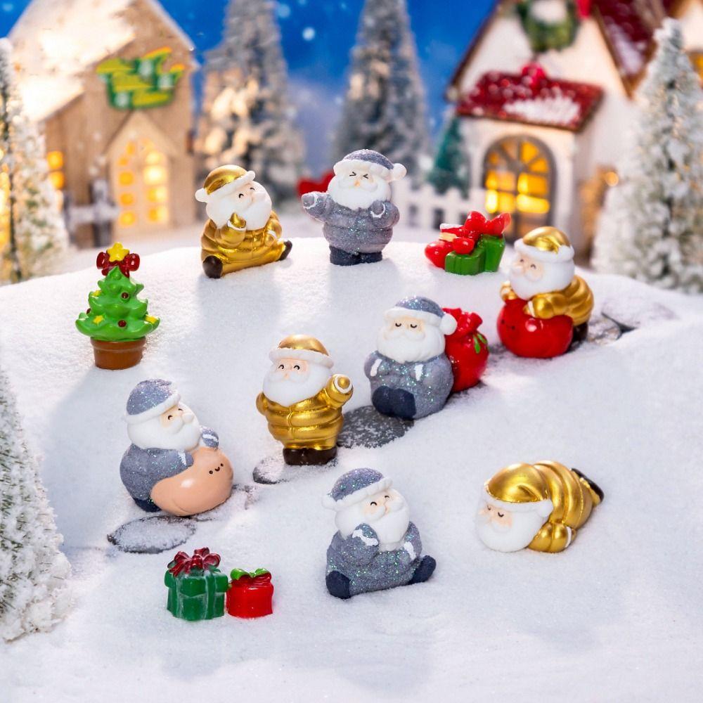 Resin Miniature Santa Claus Accessories Cartoon Santa Statue Creative Christmas Figurines  Festival