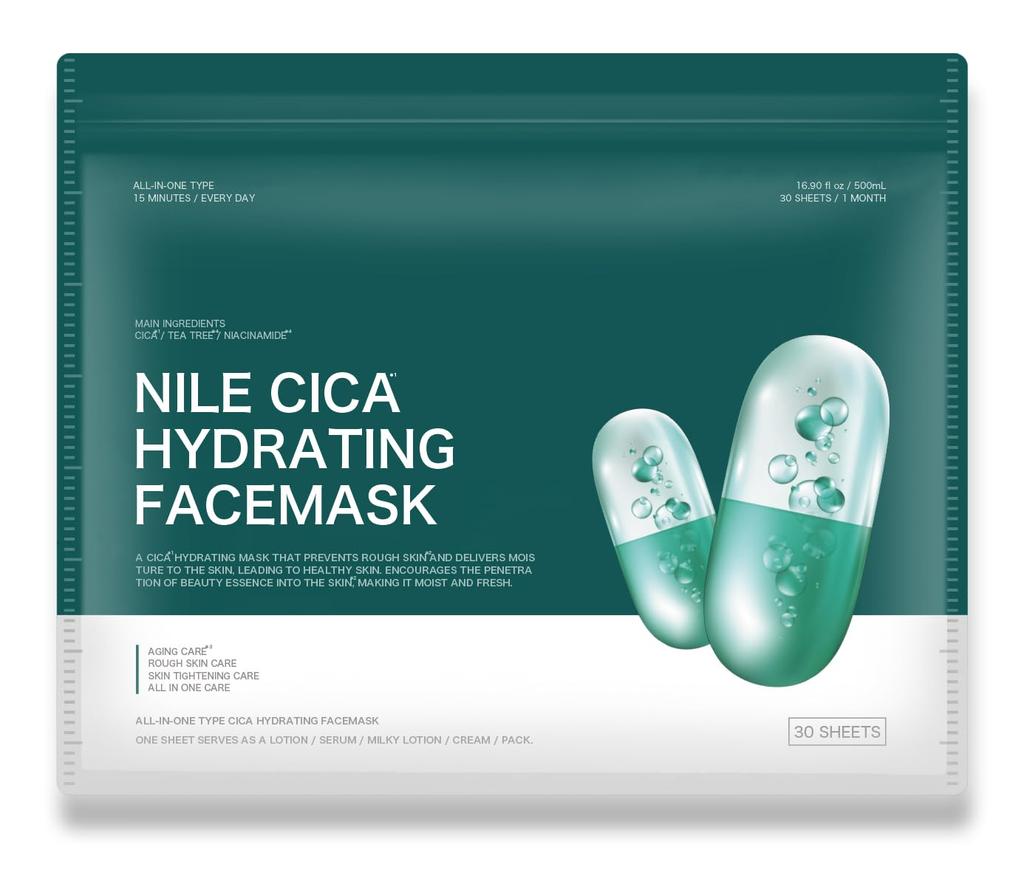 NILE Cica Face Pack for Skin Trouble, 30 Sheets