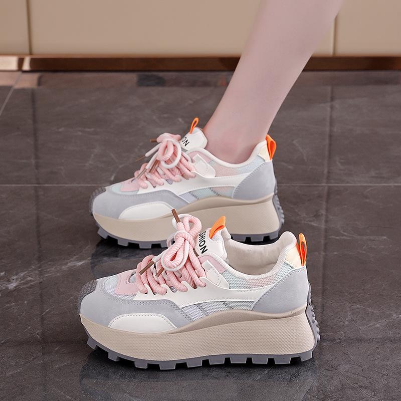 Spring 2025 new thick-soled non-slip heightening sports board shoes women's popular Xiaobai casual shoes tide 876-1